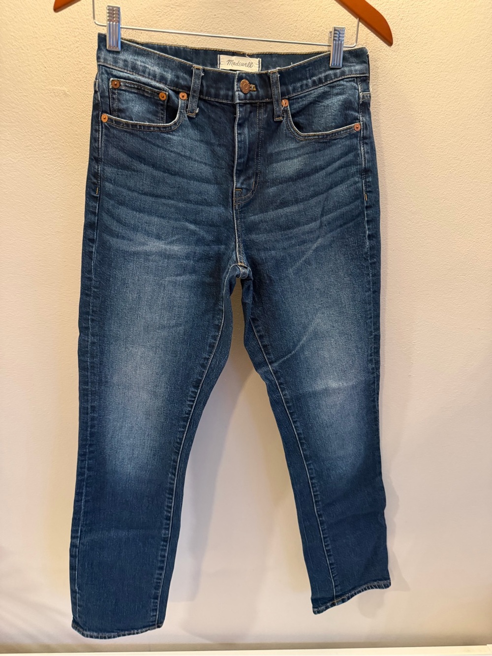 Madewell Cruiser Straight Jeans Dark Wash High Rise Denim Size 26‎